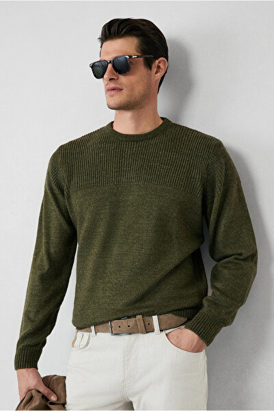 Kiğılı Bisiklet Yaka Regular Fit Desenli Triko Kazak