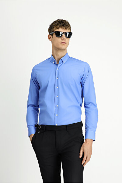 Kiğılı قميص قطني طويل الأكمام بقصة ضيقة وخالي من الحديد