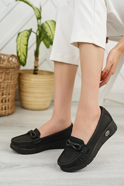 Nesil Shoes حذاء نسائي كاجوال تشريحي من الدنيم الأسود Nstar 403