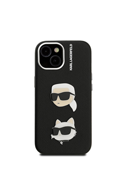 Karl Lagerfeld iPhone 15 Kılıf Orjinal Lisanslı K&C Heads Pin Kapak