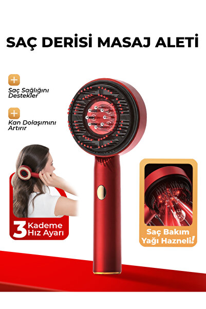 7GO 7GMG8 LED Işıklı Saç Derisi Masaj Aleti & Yağ Uygulamalı Şarjlı Head Massage Gun