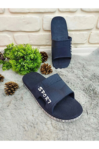 GEZER - Protiskluzová podrážka, námořnická modř pro koupelnu, balkón, bazén, moře, pláž - bílé pantofle