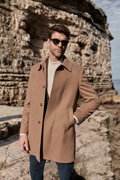 PR PACO ROMANO ART OF FASHİON Erkek Camel Kaşe Kaban