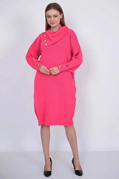 LUGMO Knitwear Long Women's Dress with Collar and Buttons Fujya