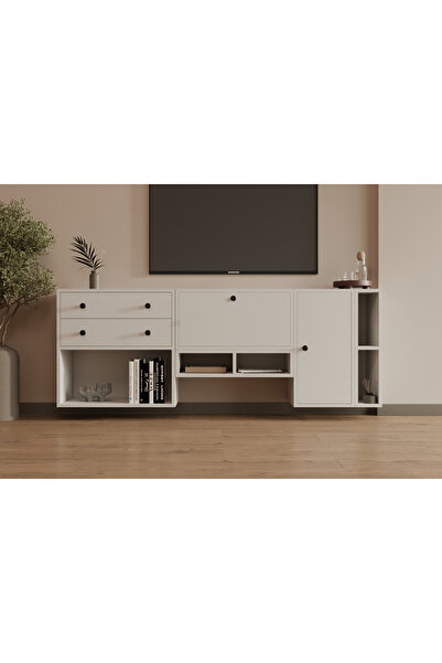 Nettrends Mimar Tasarım Duvara Monte TV Ünitesi 2 Çekmece 2 Kapaklı Lüks Medy...