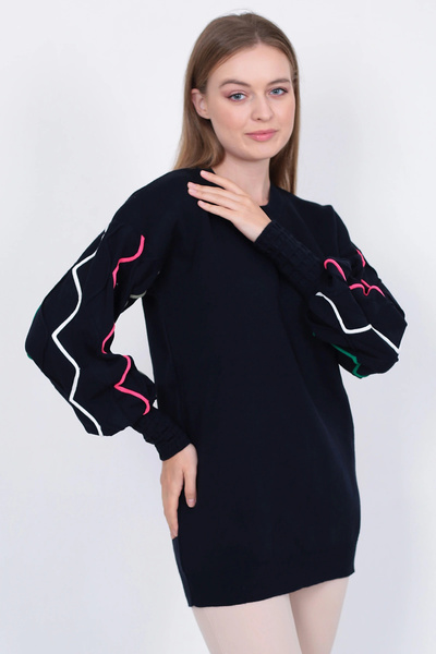 LUGMO Pulover de damă cu dungi bleumarin închis