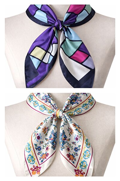 Rupen Kraft 2-piece satin bandana set - satin scarf & satin bag accessory - custom pattern bandana 45x50 cm