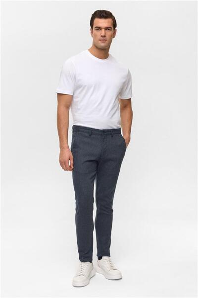 SÜVARİ Lacivert Slim Armürlü Pantolon