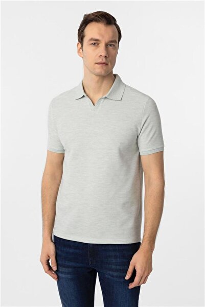 SÜVARİ Yeşil Slim Armürlü Polo Yaka Tişört