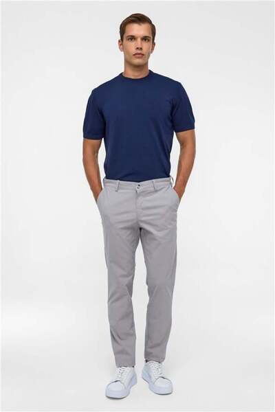 SÜVARİ Gri Regular Armürlü Pantolon