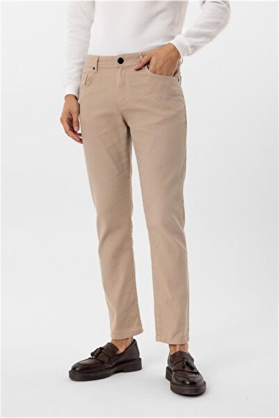 SÜVARİ Bej Regular Armürlü Pantolon