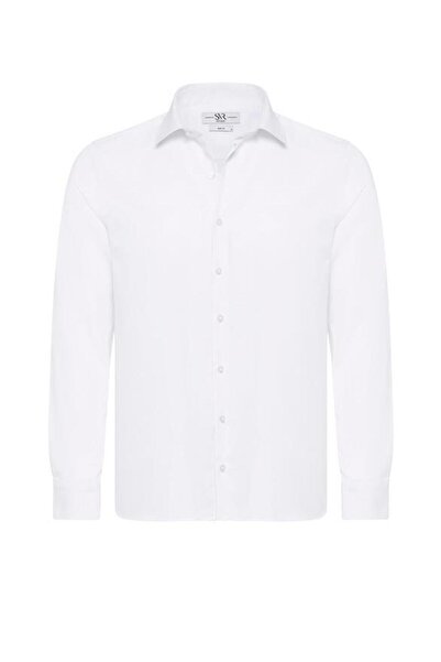 SÜVARİ Beyaz Slim Düz Klasik Yaka Gömlek