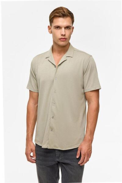 SÜVARİ Koyu Haki Slim Fitilli Apaş Yaka Gömlek