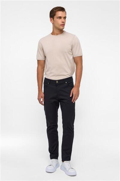 SÜVARİ Siyah Slim 5 Cep Kalıp Armürlü Pantolon