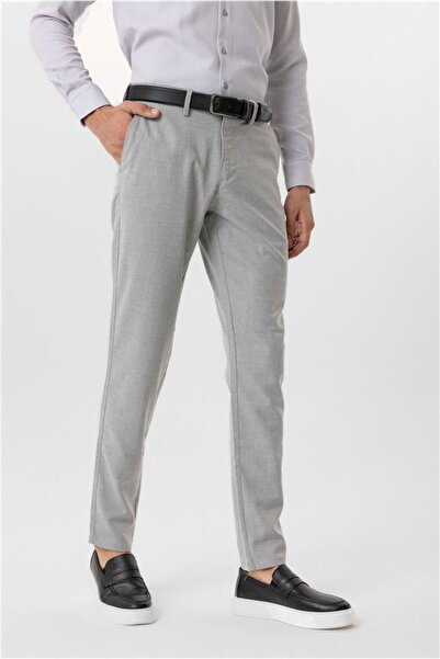 SÜVARİ Gri Slim Desenli Pantolon