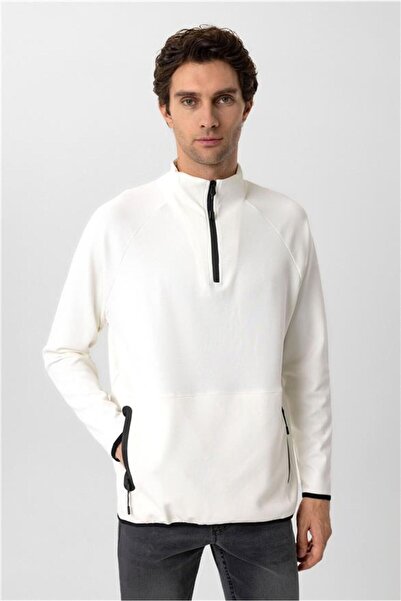 SÜVARİ ملابس تريكو بيضاء عادية مسطحة بنصف ياقة مدورة