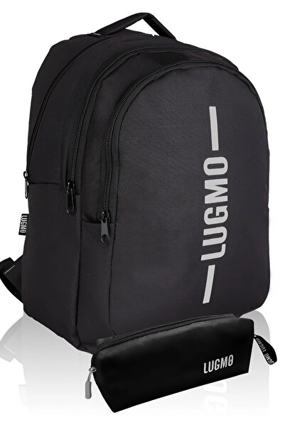 LUGMO Okul Çantası + Kalemlik Su Geçirmez Ortaokul Çantası Lise Çantası Yıkanabilir Gri