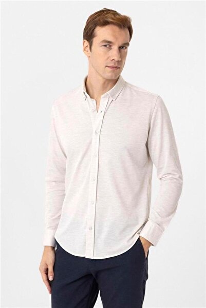 SÜVARİ Manşetli Slim Armürlü Gömlek