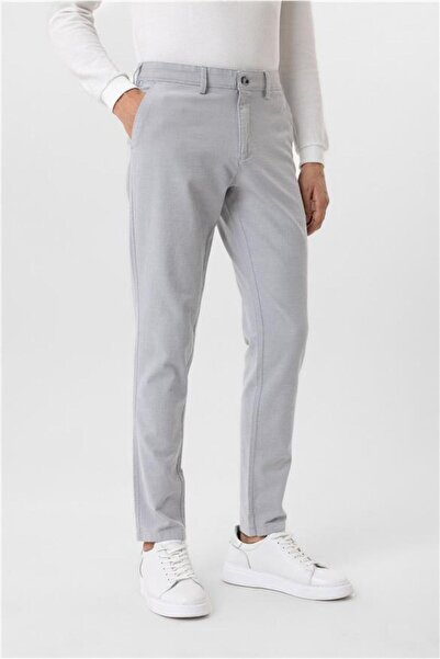 SÜVARİ Gri Slim Armürlü Pantolon