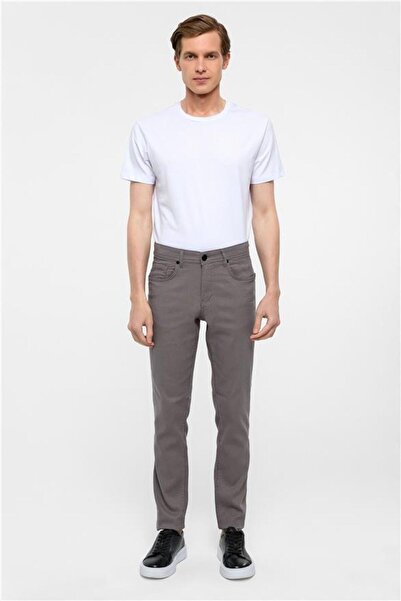 SÜVARİ Gri Slim 5 Cep Kalıp Armürlü Pantolon