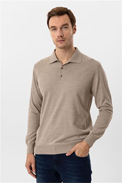 SÜVARİ Bej Regular Düz Polo Yaka Triko