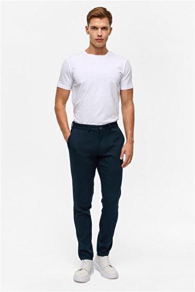 SÜVARİ Lacivert Slim Armürlü Pantolon