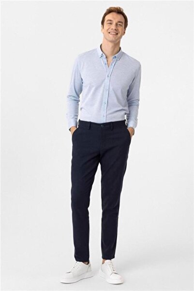 SÜVARİ Lacivert Slim Armürlü Pantolon