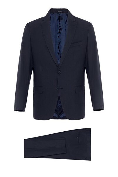 SÜVARİ Lacivert Regular Düz Mono Yaka 6 Drop Takım Elbise