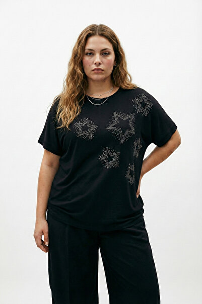 Mivoon Μπλούζα με μανίκια από μπαμπού με λεπτομέρεια από πέτρα σε σχήμα αστερ...