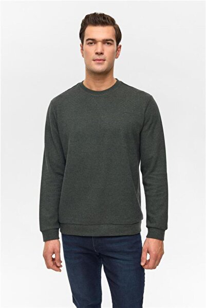 SÜVARİ Haki Regular Düz Bisiklet Yaka Sweatshirt