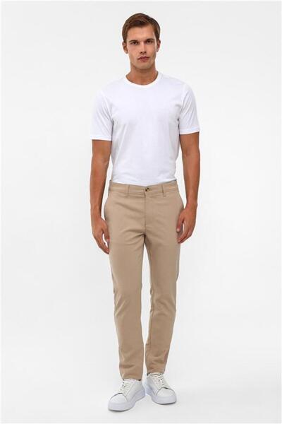 SÜVARİ Bej Slim Desenli Pantolon