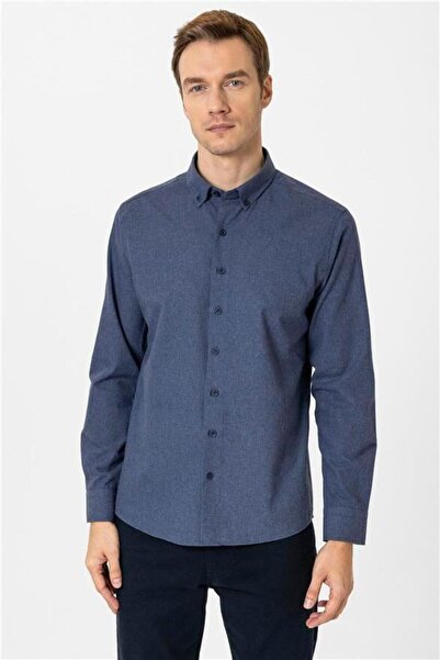 SÜVARİ Köşeli Manşet Slimfit Düz Gömlek