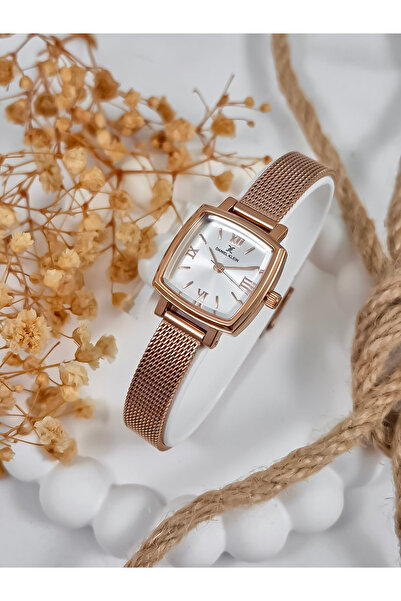 Daniel Klein DKE.1.10844 Hasır Kordon Romen Rakamlı Kare Kadran Kadın Kol Saati