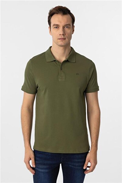 SÜVARİ Haki Slim Düz Polo Yaka Tişört