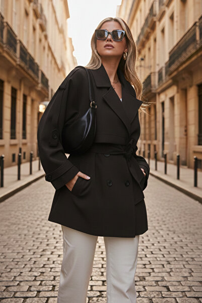 Lela Relaxed Fit Double Breasted Collar Buttoned Lined Trench Coat Trench Coat 6839580