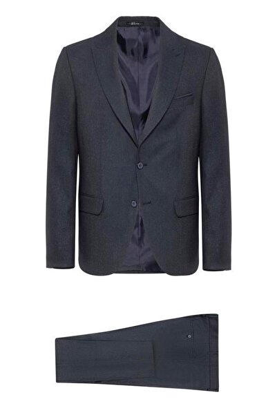 SÜVARİ Lacivert Slim Desenli Sivri Yaka 6 Drop Takım Elbise