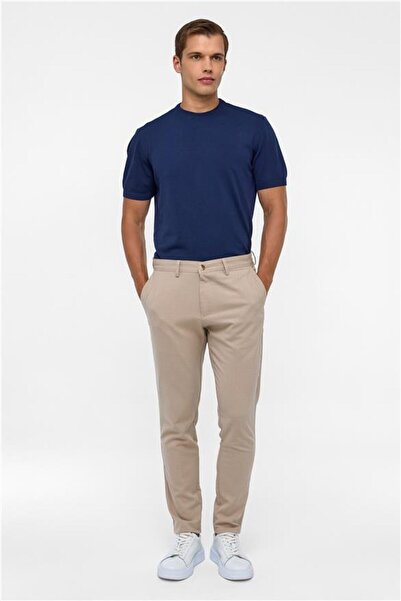 SÜVARİ Bej Slim Desenli Pantolon