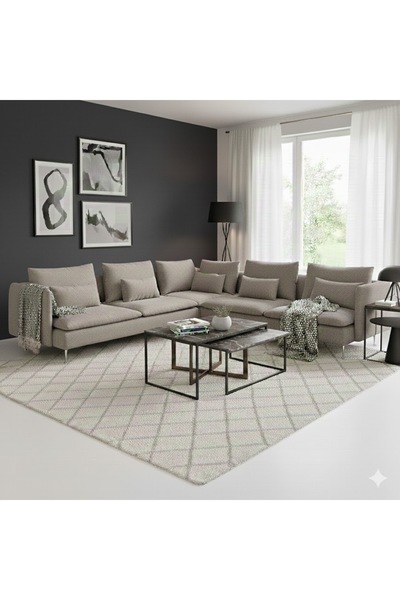 ERİZA Bella Tam Köşe Takımı (gri-vizon) 291x291cm Keten 30