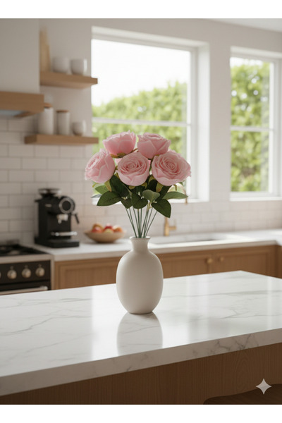 YASİMA Yapay Çiçek 9lu Kat Kat Gül Demeti 42 Cm Pudra Pembe lodos ÖĞRETMENLER...