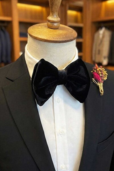 Kravatkolik Siyah Lüks Büyük Kadife Papyon P1703