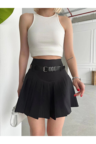 Zerenyus Fusta scurtă plisată cu centură albă