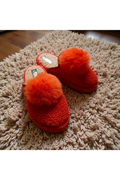 KMS HOME Papuci de casă pentru femei portocalii Papuci pentru oaspeți cu pompon