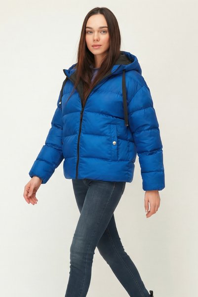 QAWWA Women's Cobalt Hooded Padded Windproof Puffer Winter Coat