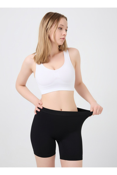 MİSTİRİK شورت رياضي من نسيج ناعم من ماركة Pereto لا يظهر آثارًا على الجسم، لون أسود