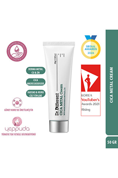 Dr.Different Cica Metal Cream - Hassas Ve Kuru Ciltler Için Derma Metal Ve Ci...