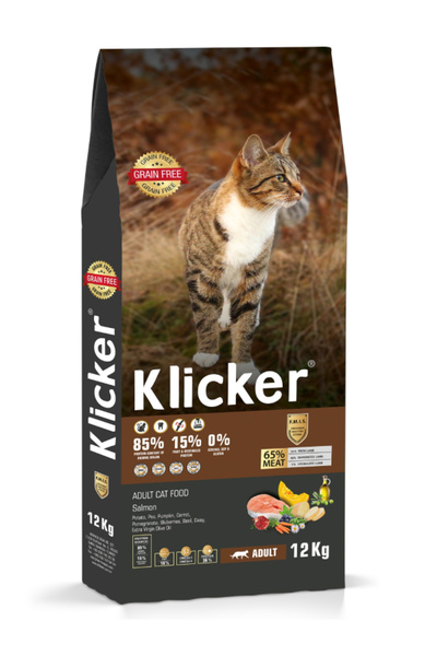 klicker YETİŞKİN KEDİ KURU MAMASI SOMONLU 12 KG