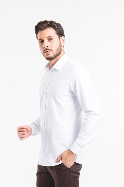 Beyaz Oxford Slim Fit Gömlek