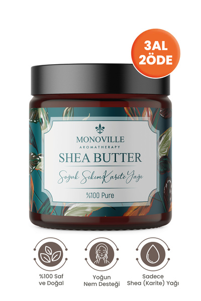 Monoville Shea Butter (Karite Yağı) 100 ml Soğuk Sıkım Nemlendirici %100 Saf ve Doğal (Shea Butter)