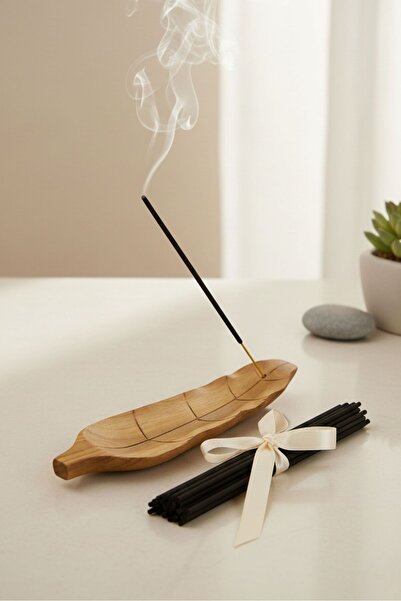 Uretti - Okay 5711 5052 El Yapımı Doğal Tik Ağacı Yaprak Model Ahşap Tütsülük...