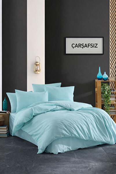 NazeninHome Seersucker 100% pamuk Bračni Set navlaka za poplun Mint | Čaršav s